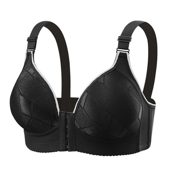 Taqqpue Women's Front Closure Cotton Bra Comfortable Wireless Full Coverage Unlined Non Padded Bralette Push Up Bra for Women