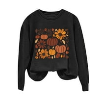 Taqqpue Women's Halloween Sweatshirt Loose Soft Casual Crew Neck Long Sleeve Pullover Tops Fall Winter Printed Plus Size T Shirt for Halloween