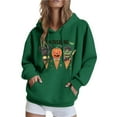thumbnail image 1 of Taqqpue Women's Hoodies Sweatshirts Cute Casual Halloween Ghost Printed Drawstring Long Sleeve Tops Loose Fleece Pumpkin Face Hooded Pullover Shirts with Pocket for Halloween, 1 of 5