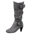 thumbnail image 1 of Taqqpue Women's Knee High Boots Riding Boots Women Slouch Round Toe Buckle Tall Boots Block Mid Heel Knee-High Boots, 1 of 5