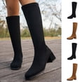 thumbnail image 1 of Taqqpue Women's Knee High Boots Round Toe Mid Heel Back Zipper Slip On Comfortable Long Boots for Women Size 5.5-10.5 Fashion Dress Shoes Fall Winter Riding Footwear Casual Walking, 1 of 10