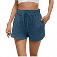 thumbnail image 1 of Taqqpue Women's Linen Shorts Casual Summer Solid Shorts Lightweight Beach Vacation Outfit High Waisted Elastic Drawstring Wide Leg Shorts with Pockets, 1 of 1