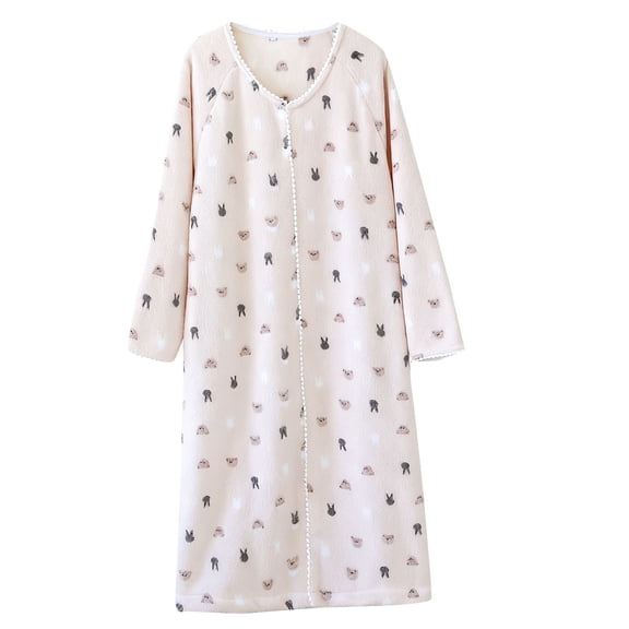 Taqqpue Women's Long Sleeve Nightgown Long Sleepshirt Nightgowns Full Length Sleep Dress with Pockets for Women