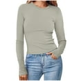 thumbnail image 1 of Taqqpue Women's Long Sleeve T Shirt Casual Ribbed Knit Sweaters for Women Crewneck Sweatshirts Slim Fit Tee T-Shirts Solid Color Basic Tee Tops Blouses, 1 of 5