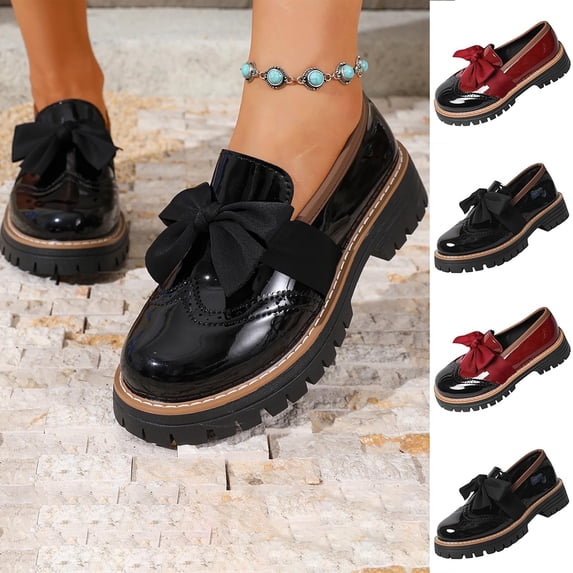 Taqqpue Women's Mary Janes Shoes Platform Loafers for Women, Chunky Heel Dress Shoes for Work