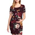 thumbnail image 1 of Taqqpue Women's Maternity Dress Short Sleeve Crew Neck Bodycon Wedding Guest Pregnancy Dresses Printed Fitted Stretch Maternity Clothes Summer Boho Baby Shower Photoshoot, 1 of 6