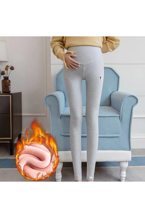 Women's Maternity Fleece Lined Leggings Over the Belly Pregnancy Winter Warm Thick Pregnancy Yoga Workout Pants High Waist Stretchy Thermal Maternity Leggings for Women