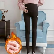TAQQPUE Women's Maternity Fleece Lined Leggings Over the Belly Pregnancy Winter Warm Thick Pregnancy Yoga Workout Pants High Waist Stretchy Thermal Maternity Leggings for Women