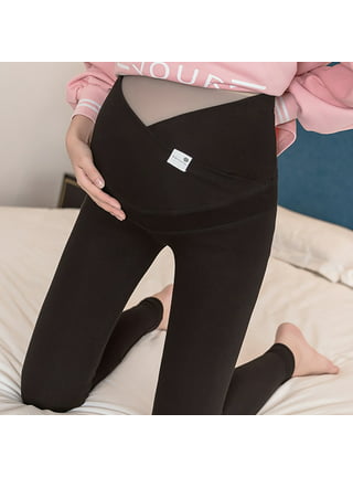 Enerful Fleece Lined Maternity Leggings Workout Activewear Winter Warm  Pregnancy Thermal Pants with Pockets