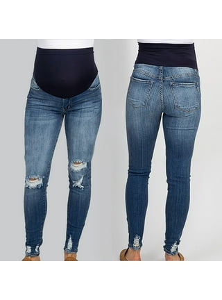Faux Denim Leggings for Women High Waist,Plus Size Imitation Ripped  Distressed Jeggings Skinny Jeans Soft Stretch Jeggings Slim Fit Pants Butt  Lift Trousers 