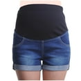 thumbnail image 1 of Taqqpue Women's Maternity Ripped Jean Shorts Solid Color Roll Hem Denim Shorts Pregnancy Summer Shorts with Pockets, 1 of 6