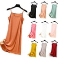thumbnail image 1 of Taqqpue Women's Maxi Nightgowns Solid Color Spaghetti Strap Scoop Neck Full Slip Long Sleep Shirts Cami Flowy Cotton Sleeveless Chemise Sleepwear Sleep Dress, 1 of 6