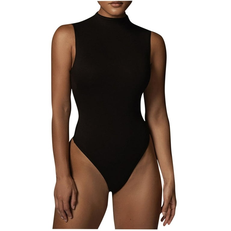 Taqqpue Women's Mock Turtle Neck Sleeveless Bodysuit Tank