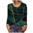 thumbnail image 1 of Taqqpue Women's Plus Size 3/4 Sleeve Tunic Tops Casual Crewneck Button Shirts Comfy Loose Floral Blouses Pullover Tops Oversized T-Shirts Trendy Tops Long Sleeve Shirts for Women, 1 of 4