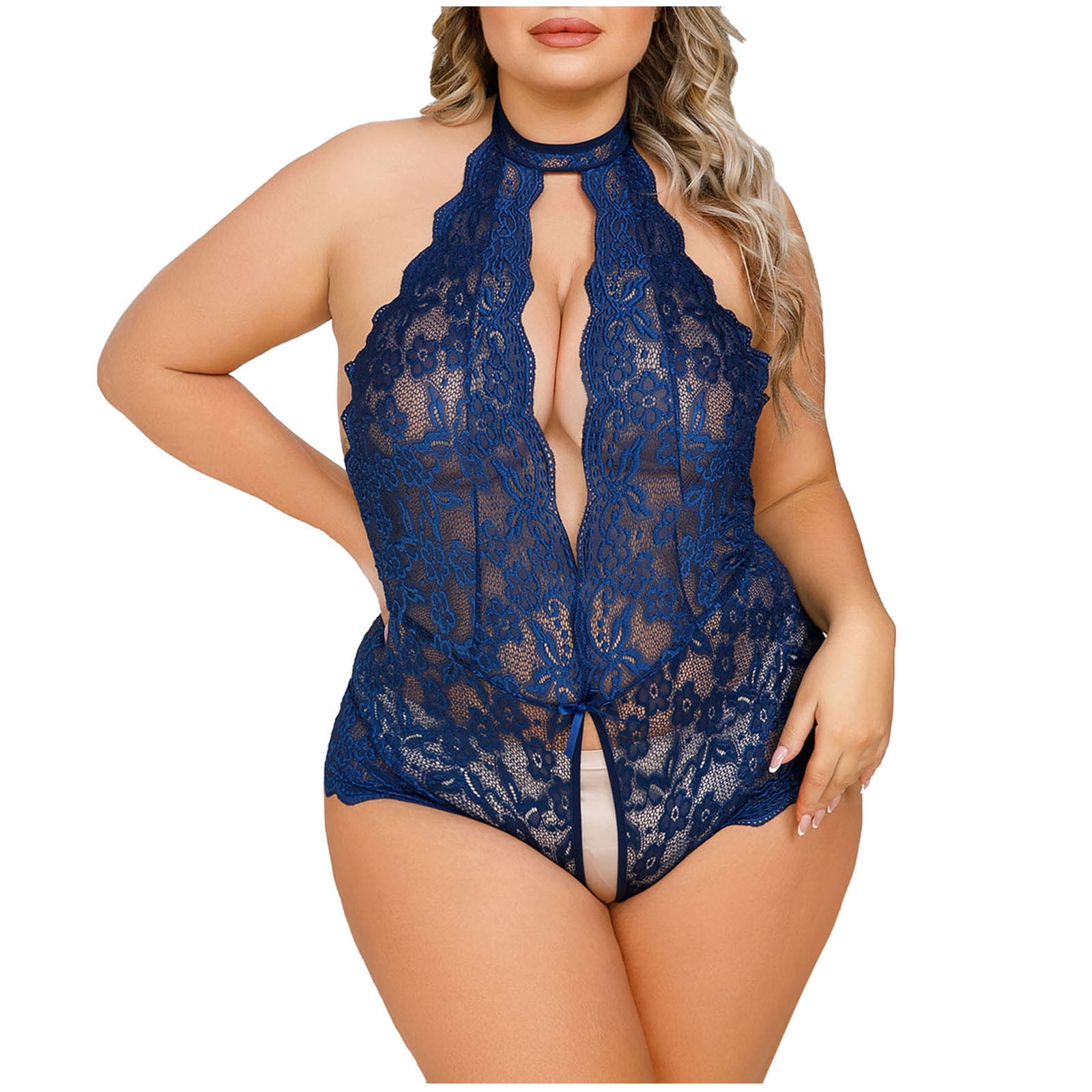 Taqqpue Women's Plus Size Sexy Lingerie Sexy Lace Open Crotch Hollow Out  Temptation Babydoll Underwear Sleepwear Jumpsuit Bodysuits Pajamas Girls  Lingerie for Women 