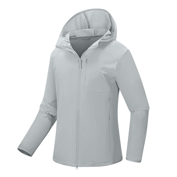 Taqqpue Women's Raincoats Casual Solid Color Lightweight Waterproof Windproof Sunscreen Adjustable Windbreaker Rain Jackets Long Sleeve Plus Size Hooded Jacket with Pockets