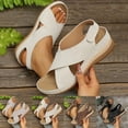 thumbnail image 1 of Taqqpue Women's Sandals Flat Slide Sandals - Casual Classic Simple Strappy Slip on Flat Summer Sandals Plus Size Beach Wedge Sandals Solid Color Peep Toe Open-Toe Sandals, 1 of 10
