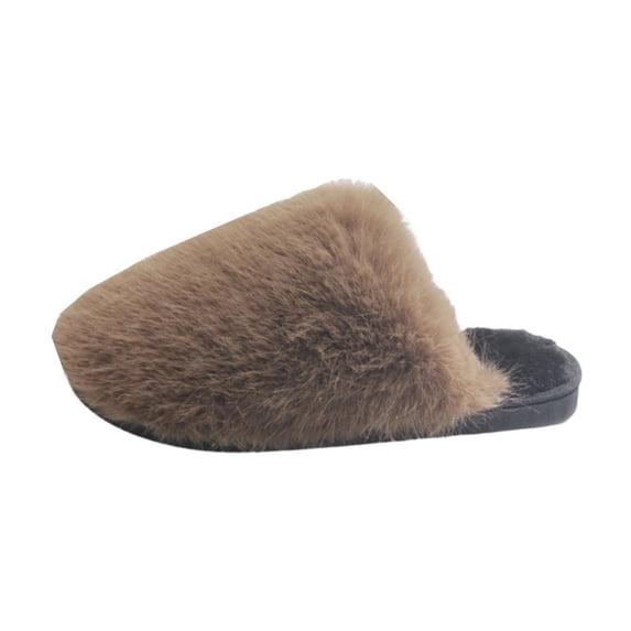 Taqqpue Women's Scuff Slippers Furry Cute Curly Faux Wool Slip-on Indoor Memory Foam House Shoes Casual Home Indoor Outdoor Solid Color Slippers with Velvet