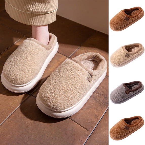 Taqqpue Women’s Soft Curly Slippers Under 10 Solid Color Memory Foam Lightweight House Shoes Fall Winter Keep Warm Cozy Fuzzy Slipper with Polar Fleece Lining
