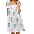 thumbnail image 1 of Taqqpue Women's Square Neck A-Line Sleeveless Mini Dress Summer Floral Print Tie Shoulder Cami Dress Flare Hem Boho Mini Dress Club Party Little Short Sundress, 1 of 7
