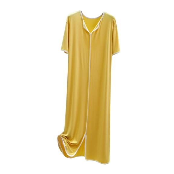 Taqqpue Women's Summer Cotton Nightgown Solid Color Crew Neck Short Sleeve Nightdress Sleepshirt Sleep Cool Long T Shirt Dress Lounge Pajamas Nightwear