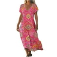 thumbnail image 1 of Taqqpue Women's Summer Dresses Short Sleeve Boho Floral V Neck Maxi Dress Flowy A Line Beach Dresses Summer Casual Long Sundress for Holiday, 1 of 5