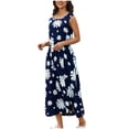 thumbnail image 1 of Taqqpue Women's Summer Dresses Sleeveless Crew Neck Maxi Dress Floral Printed Flowy A Line Smocked Beach Casual Vacation Dresses, 1 of 3