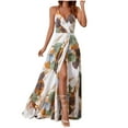 thumbnail image 1 of Taqqpue Women's Summer Dresses Spaghetti Strap V Neck Long Maxi Dress Floral Printed Split Wrap Evening Party Wedding Guest Dresses, 1 of 9