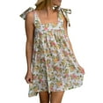thumbnail image 1 of Taqqpue Women's Summer Floral Print Tie Shoulder Cami Dress Casual Square Neck Sleeveless Mini Dress Flare Hem Boho A-Line Mini Dress Club Party Little Short Sundress, 1 of 8