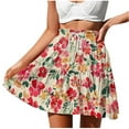 thumbnail image 1 of Taqqpue Women's Summer Flowy Skirts Casual Linen Boho Ruffle Mini Skirts Pleated High Waist Cute Butterfly Swing Beach Skirt Drawstring Floral Print Tiered Skirts, 1 of 6