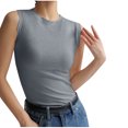 thumbnail image 1 of Taqqpue Women's Summer Tank Tops Sleeveless Crew Neck Blouse Cotton Solid Slim Fit Casual T Shirt Trendy Basic Going Out Shirts, 1 of 3
