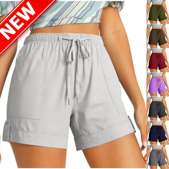 Taqqpue Women's Sweat Shorts with Pockets Solid Color Cotton French Terry Drawstring Summer Workout Athletic Shorts Casual Lounge Shorts
