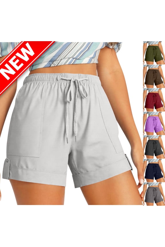 Women's Sweat Shorts with Pockets Solid Color Cotton French Terry Drawstring Summer Workout Athletic Shorts Casual Lounge Shorts