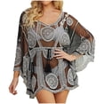 thumbnail image 1 of Taqqpue Women's Swimsuit Coverup Scoop Neck Long Sleeve Bathing Suit Embroidery Loose Beach Vacation Dresses Swimwear, 1 of 7