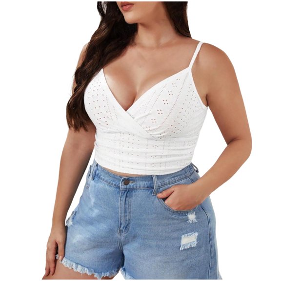 Taqqpue Women's Tank Tops Casual Solid Color V-neck Camisole Loose Fit Spaghetti Strap T Shirts