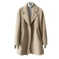 thumbnail image 1 of Taqqpue Women's Winter Wool Coat Casual Notch Lapel Single-Breasted Classic Lapel Pea Coat Mid-Length Overcoat Long Dress Jacket Loose Outerwear Trench Coat for Women, 1 of 5