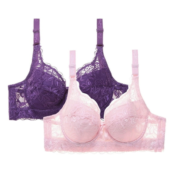 Taqqpue Womens 2-Pack Lace Seamless Push Up Bras No Underwire Full Coverage Comfortable Plus Size Bra V Neck Bralettes Wireless Everyday Bra S-4XL
