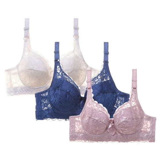 Taqqpue Womens 3-Pack Lace Seamless Push Up Bras No Underwire Full Coverage Comfortable Plus Size Bra V Neck Bralettes Wireless Everyday Bra S-4XL