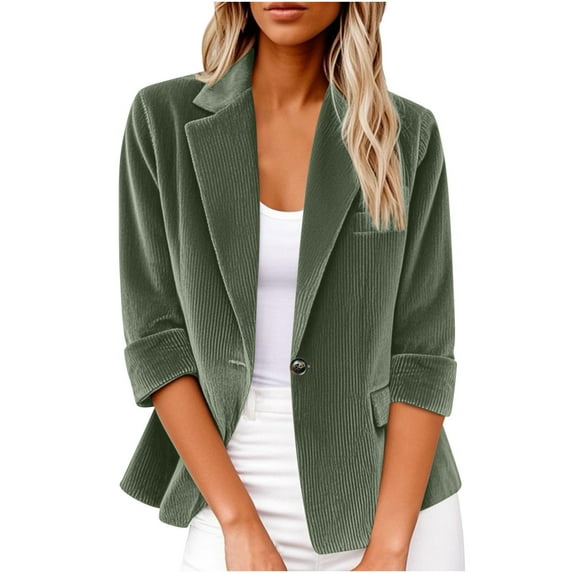 Taqqpue Womens Baggy Corduroy Blazer Jacket Dressy Casual Solid Color Long Sleeve Button Down Work Suit Jacket Fall Winter Trendy Coat Outerwear Blouse Shirts with Pockets