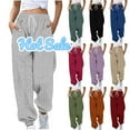 thumbnail image 1 of Taqqpue Womens Baggy Sweatpants Casual Solid Color Cotton Elastic High Waisted Drawstring Palazzo Harem Pants Loose Fit Wide Leg Trousers Pants Workout Active Athletic Joggers Pants with Pockets, 1 of 6