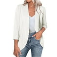thumbnail image 1 of Taqqpue Womens Blazer Solid Color 3/4 Ruched Sleeve Shawl Collar Business Work Blazers Open Front Casual Jackets with Pockets, 1 of 1