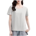 thumbnail image 1 of Taqqpue Womens Blouse Summer Crew Neck Short Sleeve T-Shirts Solid Loose Fit Shirts Casual Tee Tops, 1 of 6