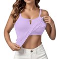 thumbnail image 1 of Taqqpue Womens Built In Bra Tank Top Summer Sleeveless Spaghetti Strap Scoop Neck Shirts Cut Out Solid Fitted Trendy Casual Blouse Tops, 1 of 7