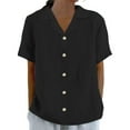 thumbnail image 1 of Taqqpue Womens Button Down Shirt Solid Color Short Sleeve Dress V Neck T Shirt Casual Plus Size Work Blouse, 1 of 6