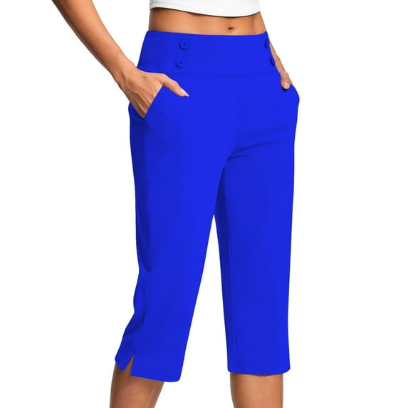 Taqqpue Womens Capri Yoga Pants Loose Workout Joggers Drawstring Sweatpants Lounge Pajama Capris Pants with Pockets