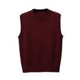 thumbnail image 1 of Taqqpue Womens Crewneck Knit Sweater Vest Plus Size Solid Color Sleeveless Loose Crop Pullover Knitwear Tops Vest Oversized Womens Sweater Vest Tops,Christmas Gifts for Women, 1 of 5