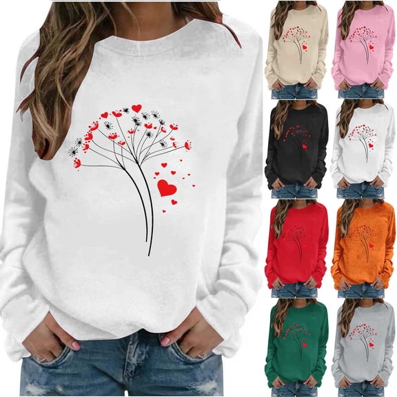 Taqqpue Womens Dandelion Sweatshirt Hope Love Floral Graphic Shirt Casual Crewneck Tee Loose Long Sleeve Pullover Tops