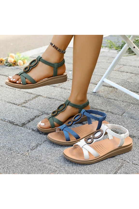 Womens Flat Sandals Arch Support Open Toe Walking Comfy Casual Low Wedge Summer Shoes