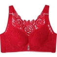 thumbnail image 1 of Taqqpue Womens Front Snap Closure Bras Solid Color Soft Seamless Wireless Lace Bralettes Comfort Full Coverage Bra for Women, 1 of 3