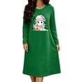 thumbnail image 1 of Taqqpue Womens Halloween Cotton Nightgown Long Sleeves Round Neck Sleepshirt Print Nightshirt Casual Plus Size Knee Length Sleep Dress Pullover Halloween Pumpkin Printed Sleep Shirt for Women, 1 of 6